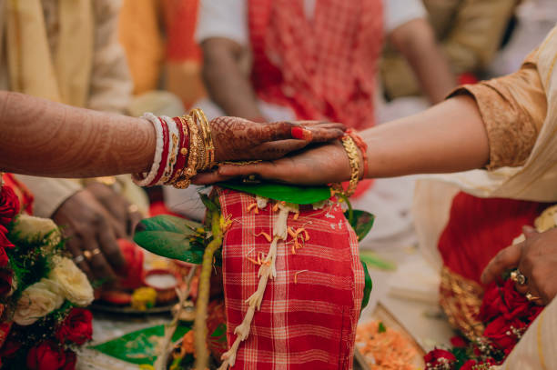 Bengali wedding ritual closeup image